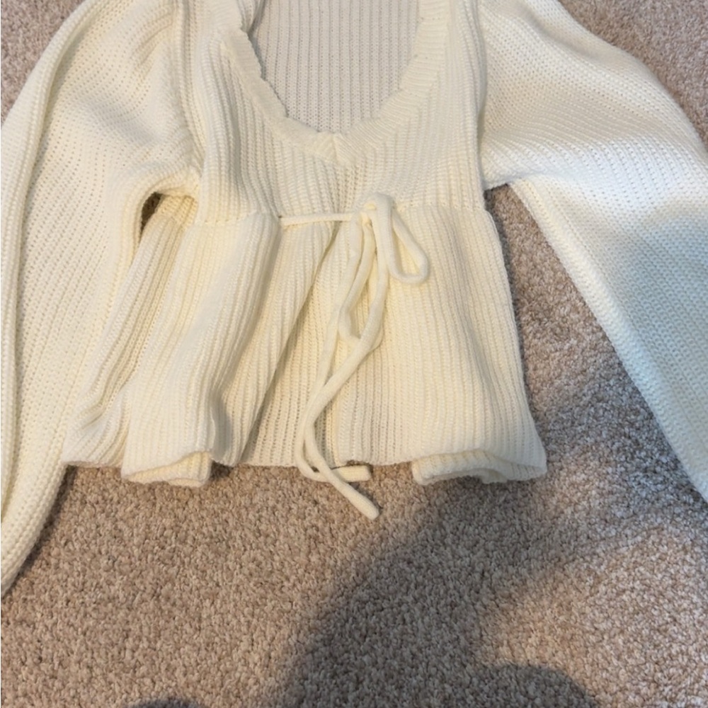 SHEIN Cream V-Neck Sweater